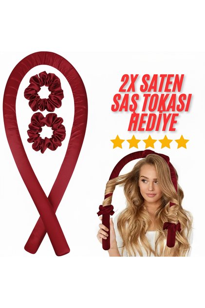 Set de coafură fără căldură, pudră, roz satin, sos de păr, set de ondulatori de păr