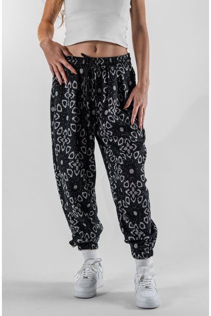 Women's Black Pleated Jacquard Shalwar Trousers