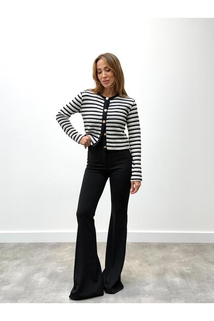 Women's Gold Button Knitwear Black Cardigan