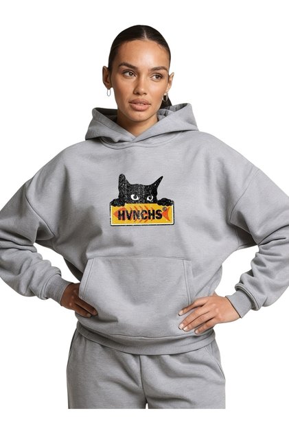 Unisex Label Kitten Colorful Custom Printed Cotton Oversize Hooded Sweatshirt