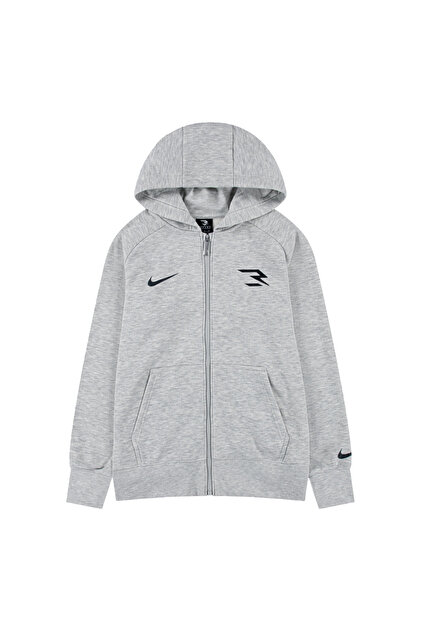 Nike RWB FERMUARLI KAPÜŞONLU AÇIK GRİ ŞARDONSUZ PAMUKLU ÇOCUK