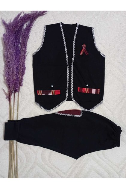 23 April Boy's Black Combed Cotton Suit Performance Outfit