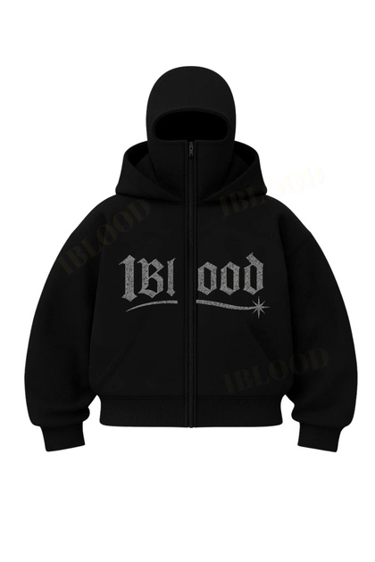 Siyah Beyaz Taş Baskılı Kar Maskeli Unisex Sweatshirt Hırka