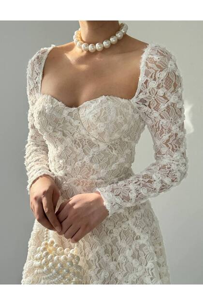 Filipina Tasarım Kalp Yaka Mini Tasarım Elbise Kod 00578 F4