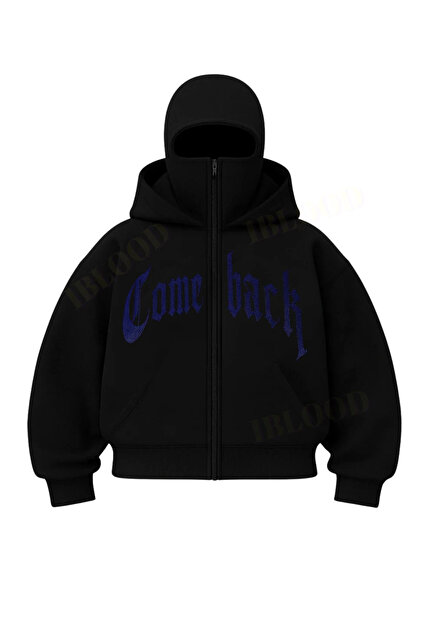 1blood Siyah COMEBACK MAVİ Taş Baskılı Kar Maskeli Unisex