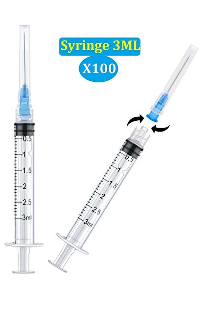 3ml Single Use Individually Sealed Medical Syringes, 100 Count