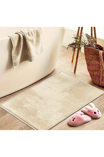 Kaymaz Taban Pos Peluş Banyo Paspası VİZON 60x100cm
