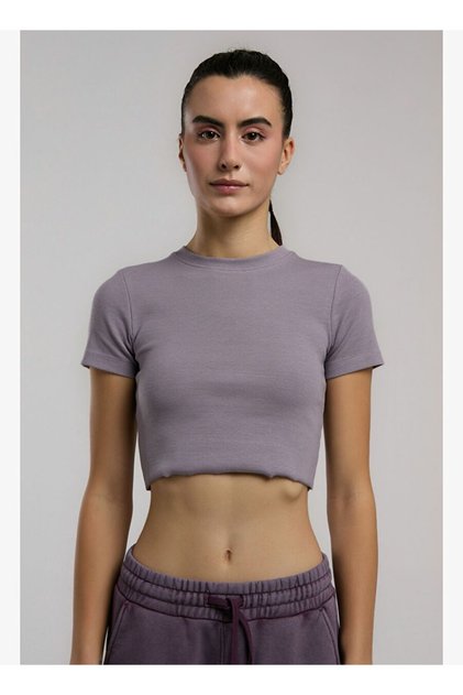 Ever Relaxed Rib Plum Women's Crop T-Shirt