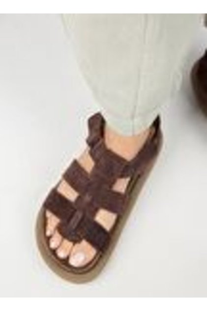 Capra Women's Genuine Leather Scarf Velcro Light Brown Sandals