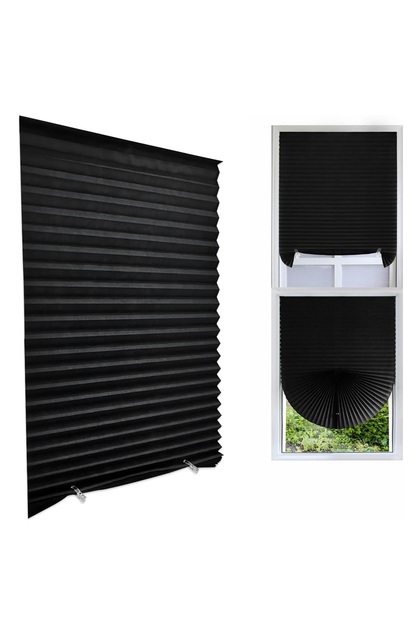 Jaluzea plisată autoadezivă, reglabilă, instalare fără găurire, negru, dimensiuni 90x180 cm