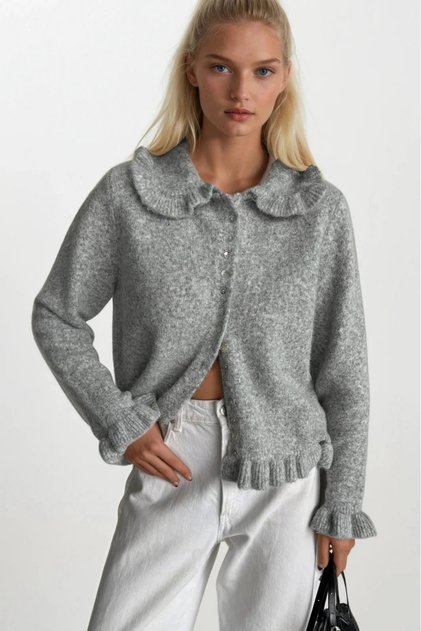 New Season Skirt and Ruffled Collar Women's Knitwear Cardigan 52121024