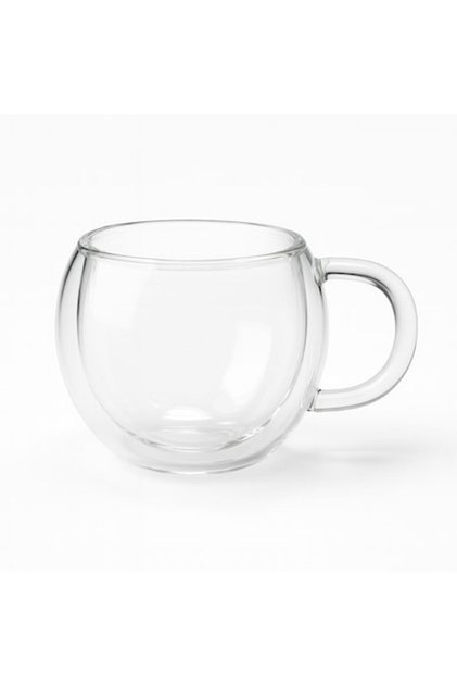 Cană de sticlă cu pereți dubli, 80 ml, cu mâner