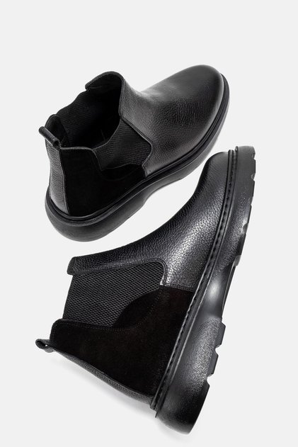 Genuine Leather, Laceless, Thick Soled, Leather Men's Waterproof Boots