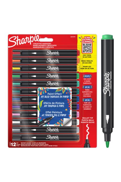 Set 12 markere Creative Marker, acrylic, culori glowing tropics, varf rotund
