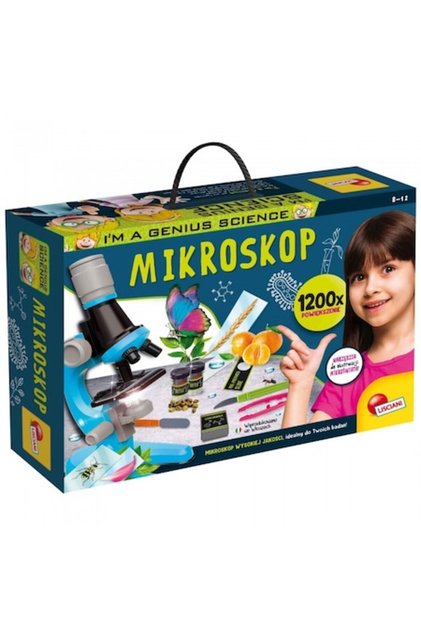 Set educațional microscop Lisciani 304-PL97562, mărire 1200x, accesorii incluse, pentru copii