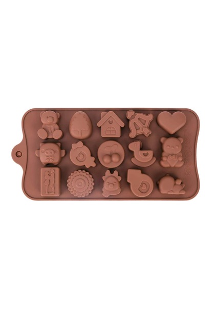 Forma Din Silicon Pentru Bomboane De Ciocolata Sau Jeleuri, 15 Figurine Jucarii, 21x10.7 cm,