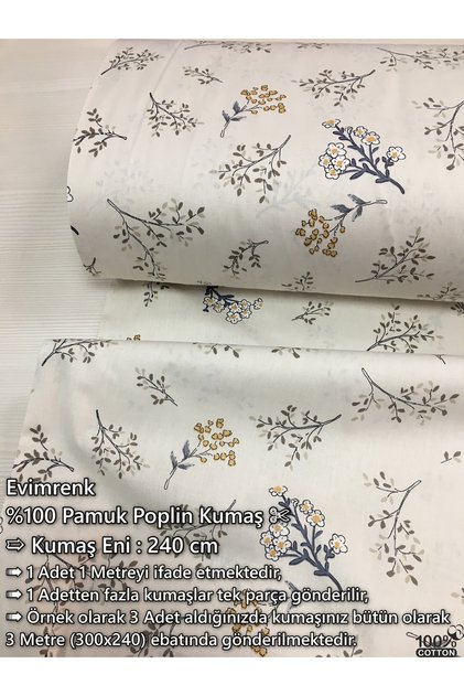 Çıtır Çiçek Desenli Poplin Kumaş - Nevresim - Çarşaf - Hobi - Elbise - Geniş En - 240 cm