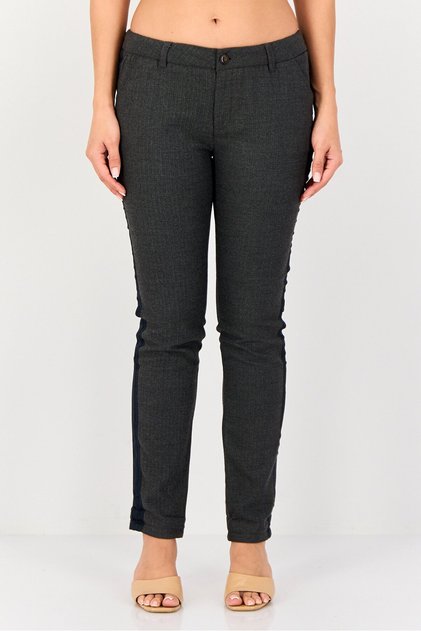 Women Chino Fit Heather Straight Leg Pants, Dark Grey
