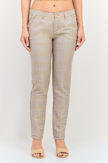 Women Regular Fit Checkered Chino Pants, Multicolor