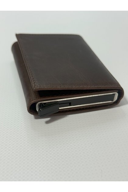 Real Leather Wallet with Mechanical Snap Closure