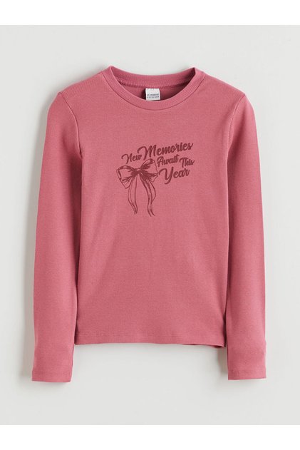 Crew Neck Printed Girls T-Shirt