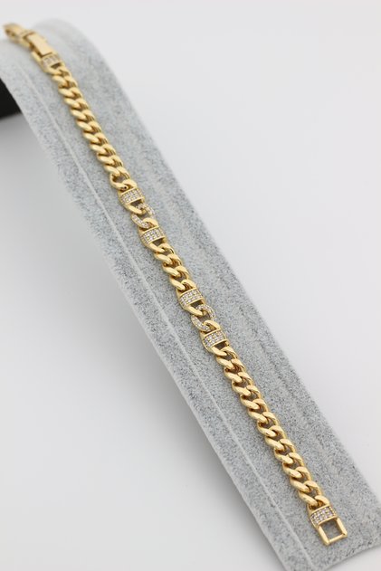 Stil Incisi/Xupıng Jewelry 14 Ayar Altın Kaplama Baget Zirkon Taşlı Bileklik