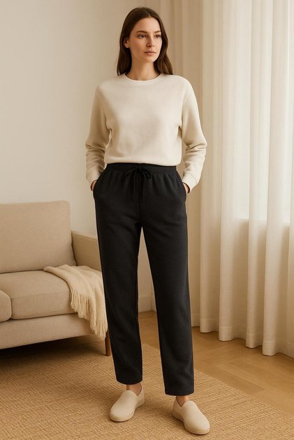Kadın Polar Pijama Altı Siyah