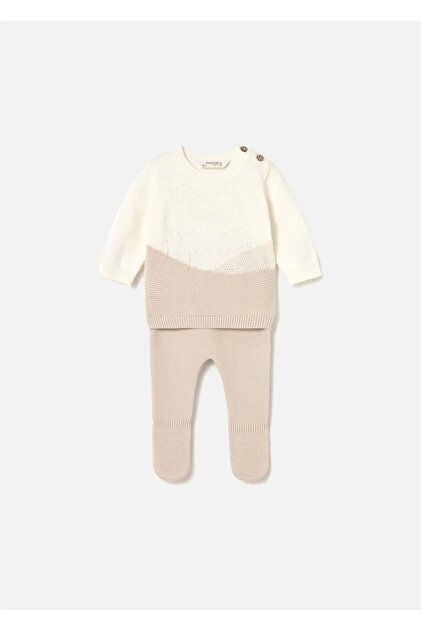 Baby Boy Knitwear Leggings Sweater Set Beige 2563