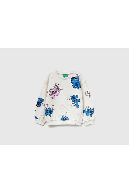 Baby Girl Ecru Mix All over Printed Logo Label Comfort Fit Sweatshirt