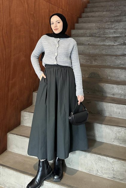 Left Patterned Crop Cardigan Gray
