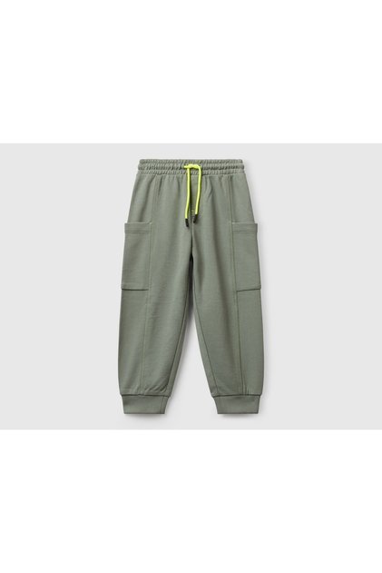 Bebek Haki Büzgü İpli Yan Cepli Relaxed Fit Jogger Eşofman Altı
