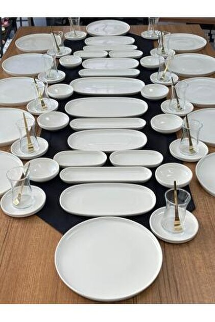 KIWAKOTO * 美品 BOTAN DISH 雪 ホワイト セット MD MİMOZA DEKOR Kahvaltı Takımı 70 Parça 12 Kişilik Krem Kare