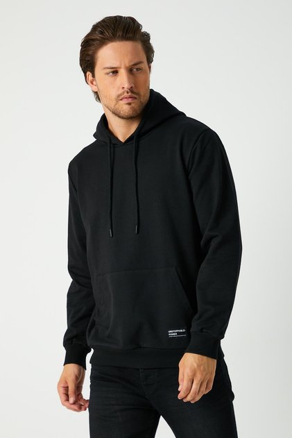 Black Men's Hooded Kangaroo Pocket Sweatshirt