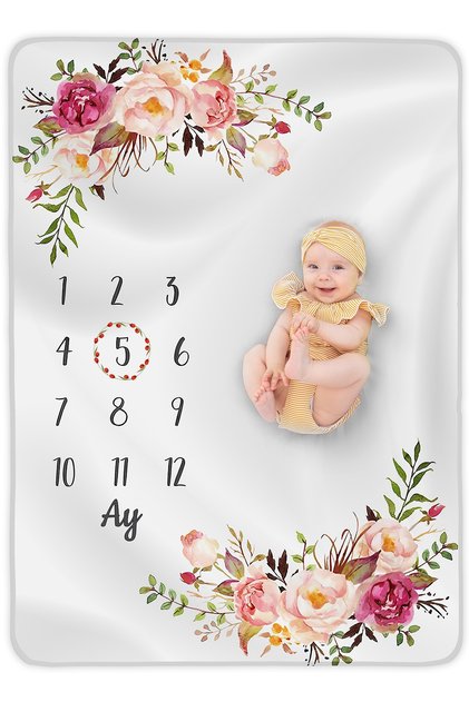 Baby Gift Monthly Memory Blanket, Gift Baby Girl Newborn Birth Gift Set, Baby Shower