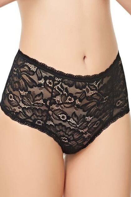 0237 All Lace High Waist Women's Panties Black Xl