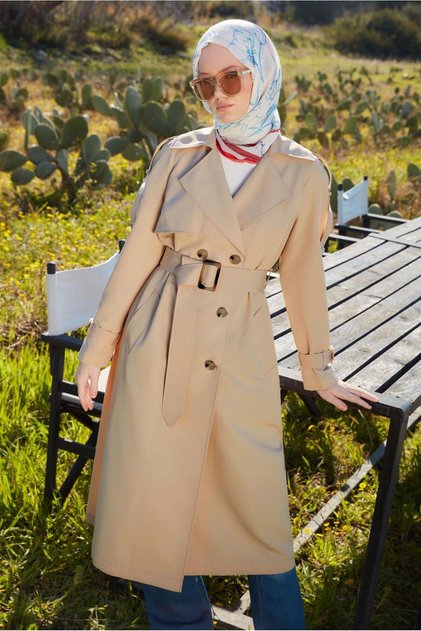 Belted Button Detail Trench Coat 10890