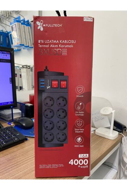 Fulltech Ftr-08 8'li Termal Akım Korumalı 3xusb Li Priz Sadece
