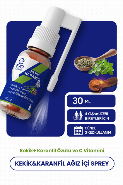Kekik – Karanfil Boğaz Spreyi 30 ml | Kekik & Karanfil Ekstraktı Ve C Vitamini