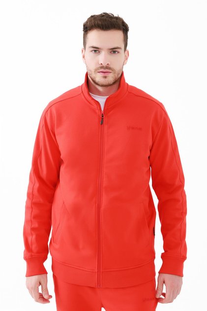 Oreste Men's Interlock Full Zip Sweatshirt Red