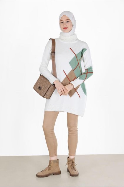 TILE PATTERNED KNITWEAR TUNIC 42052