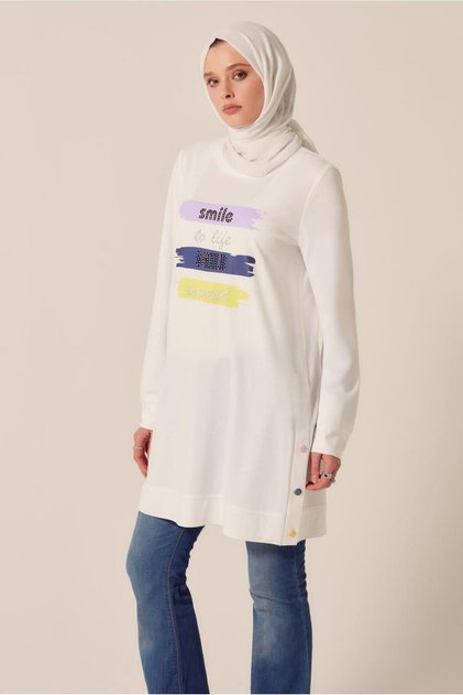 YAZI BASKILI EŞOFMAN TUNİK 45603