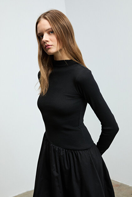 strapless open back dress Chic ribbed black maxi dress for girls offering comfort and elegance – Adee