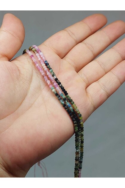 Tourmaline Stone Rondelle Faceted Cut Strand 2*3mm (51360) Half Strand (17cm Long)