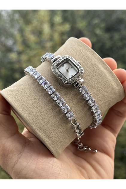 Special Series Wrist-Wrapped Zircon Baguette Stone Square Minimal Case Women's Wristwatch