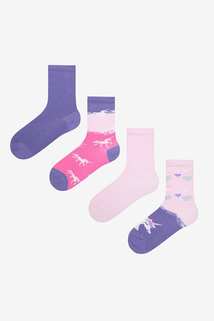 Running Unicorn 4-teilige mehrfarbige Socken für Mädchen