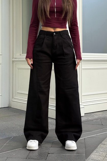 Women's High Waist Wide Leg Stretchy Casual Pleated Palazzo Pants