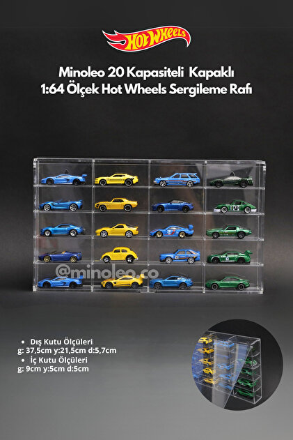 Minoleo Kapaklı Pleksi 1/64 Hot Wheels Diecast Model 20 Araç