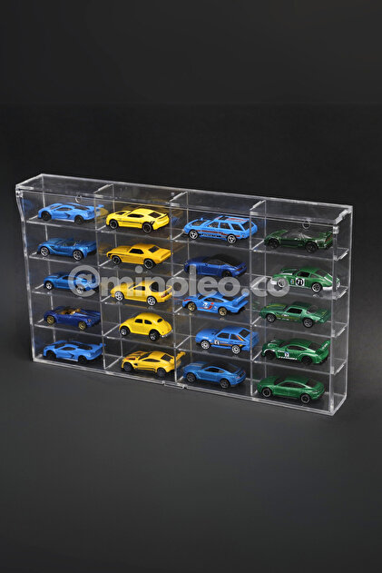 Minoleo Kapaklı Pleksi 1/64 Hot Wheels Diecast Model 20 Araç