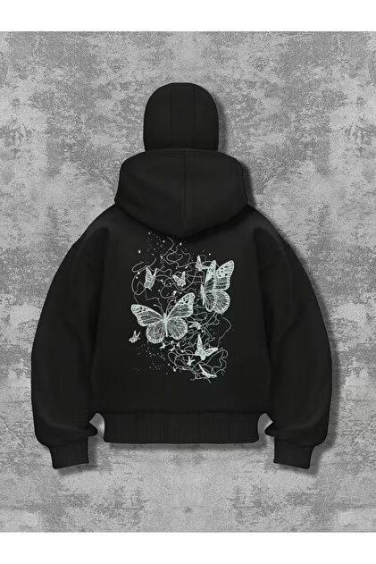 LAND MODA Kar Maskeli Ninja Unisex Sweatshirt Hırka 2iplik kalın