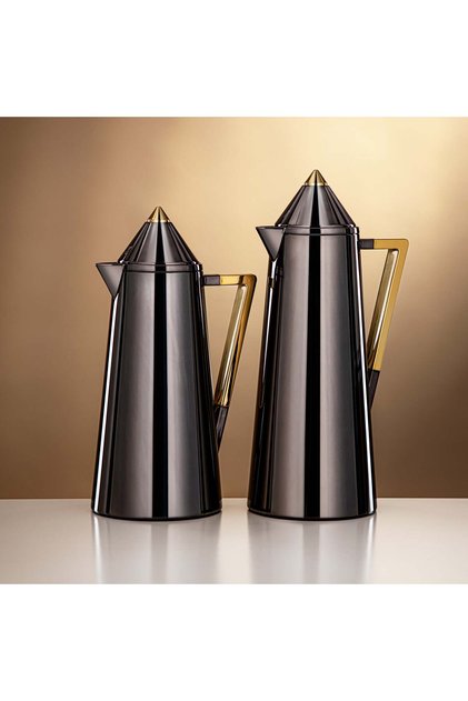 Almarjan Vacuum flask 0.7 L + 1.0 L Gun black & gold (FG 818-070/100 GBL/G)